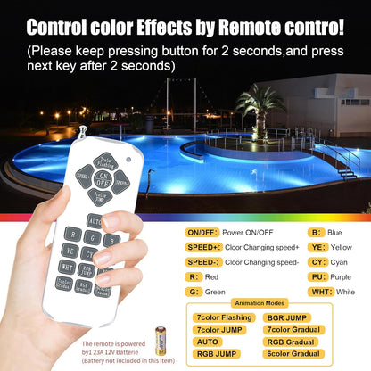 Luz LED de 1.5 pulgadas, para piscina, RGB, sin bordes.(USADA).