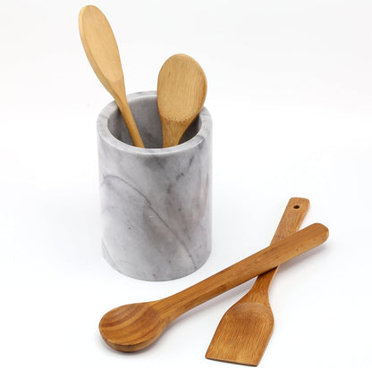 Soporte para utensilios de cocina y enfriador de vino, mármol blanco natural