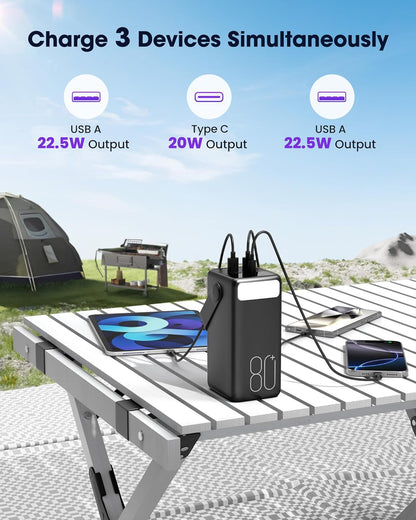 Cargador portátil de 80000 mAh, batería USB C de carga rápida. USADO