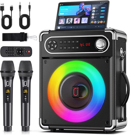 Bocina Karaoke JYX-S55 Bluetooth con 2 Micrófonos y Luces LED