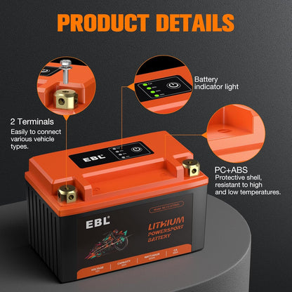Batería EBL para motocicleta 12V 5Ah 60Wh 300A (USADO)