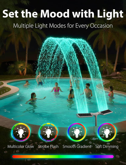 Fuente solar para piscina Kompoll, con luces de 10 colores (USADO)
