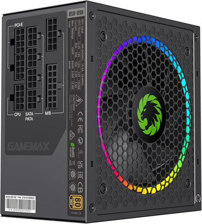 Fuente de alimentación, GAMEMAX 850W, 80 Plus Gold, (USADO).