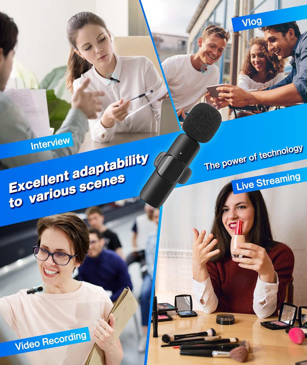 Micrófono lavalier inalámbrico teléfono tipo C + adaptador