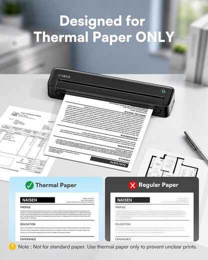 Impresora térmica Etikez D90E, portátil sin tinta con funda, 8.5 x 11.