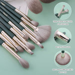 Set de 14 brochas de maquillaje + esponjas y estuche