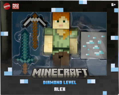 Mattel, Minecraft Diamond Figura de Acción Alex Coleccionable 5.5''.