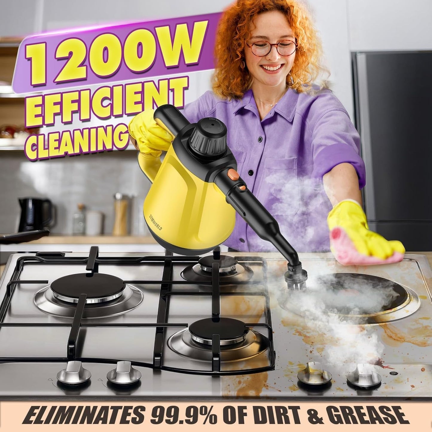 Limpiador de vapor de mano natural de múltiples superficies con 10 accesorios