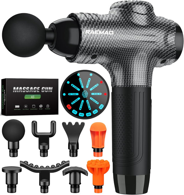 Pistola de masaje RAEMAO, masajeador muscular eléctrico de mano de tejido profundo