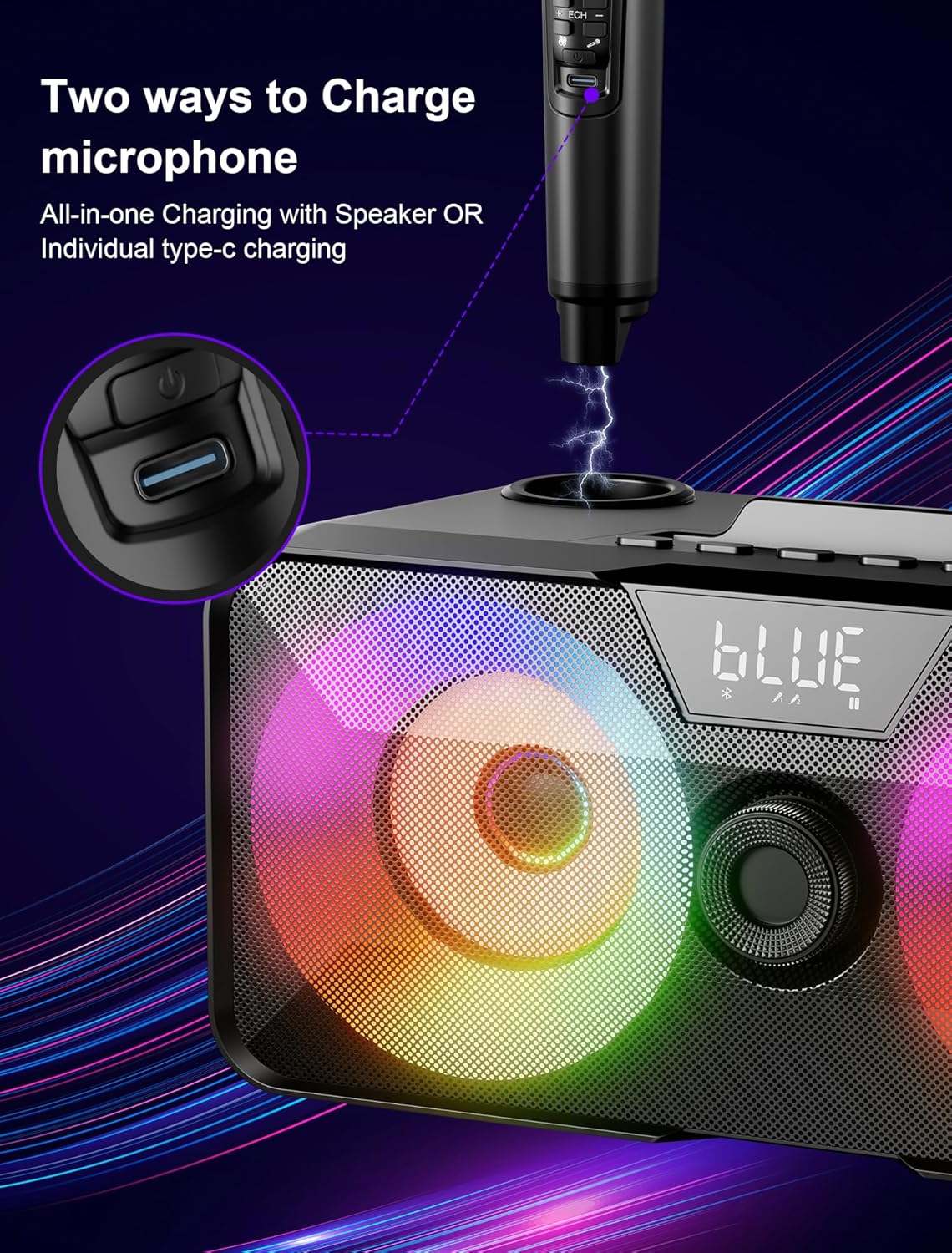 Máquina de karaoke para adultos y niños con 2 micrófonos, SINWE.