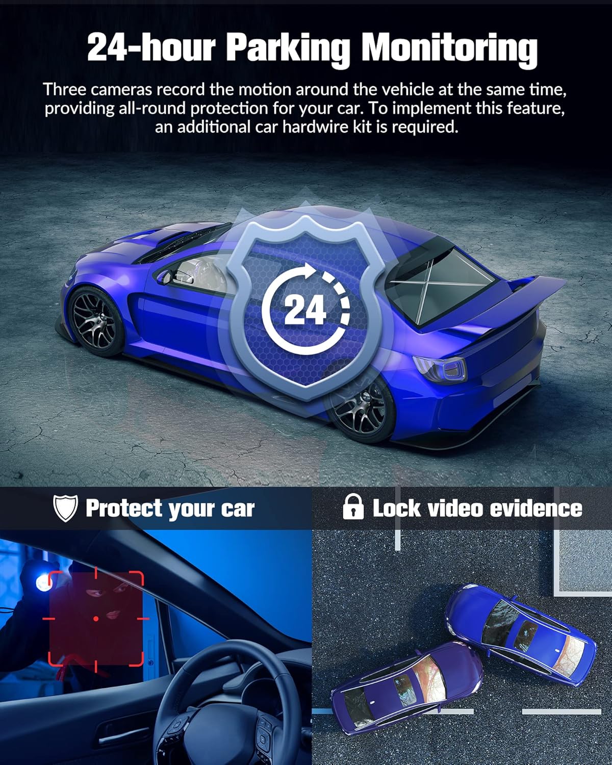 Cámara de tablero Azacvb para autos, 4K UHD completo.