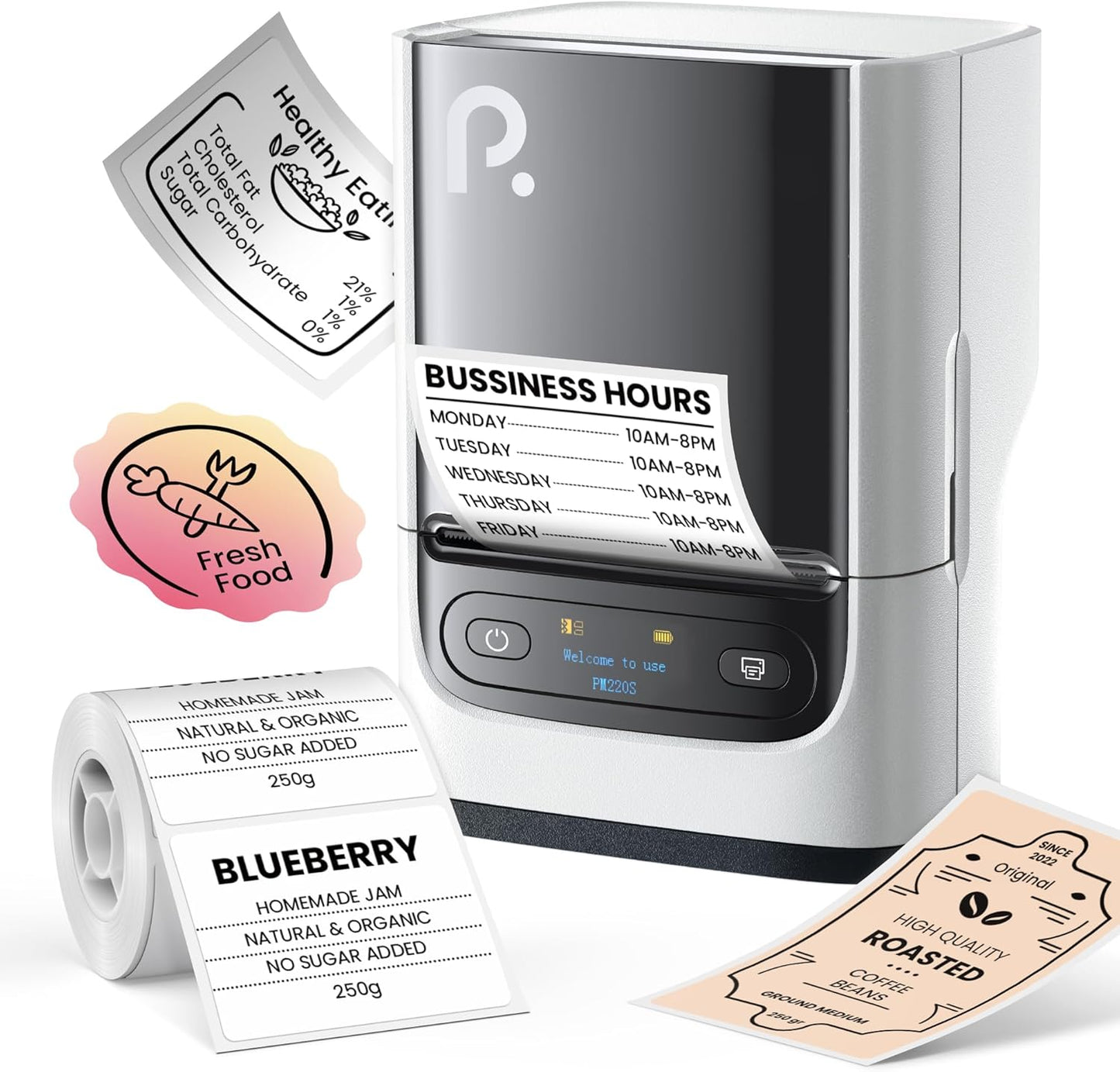 POLONO Máquina etiquetadora PM220S, IMPRESORA TERMICA.