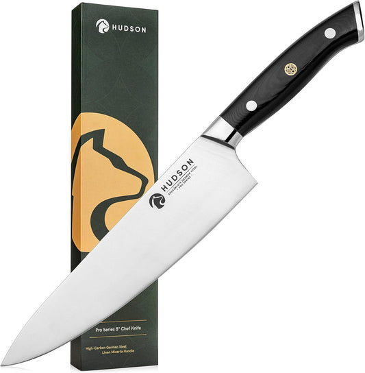 Cuchillo de chef Hudson, 8", acero alemán, mango de micarta.