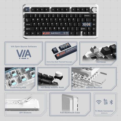 Teclado Mecánico Inalámbrico, Womier ERA75, con VIA/QMK (DETALLE)