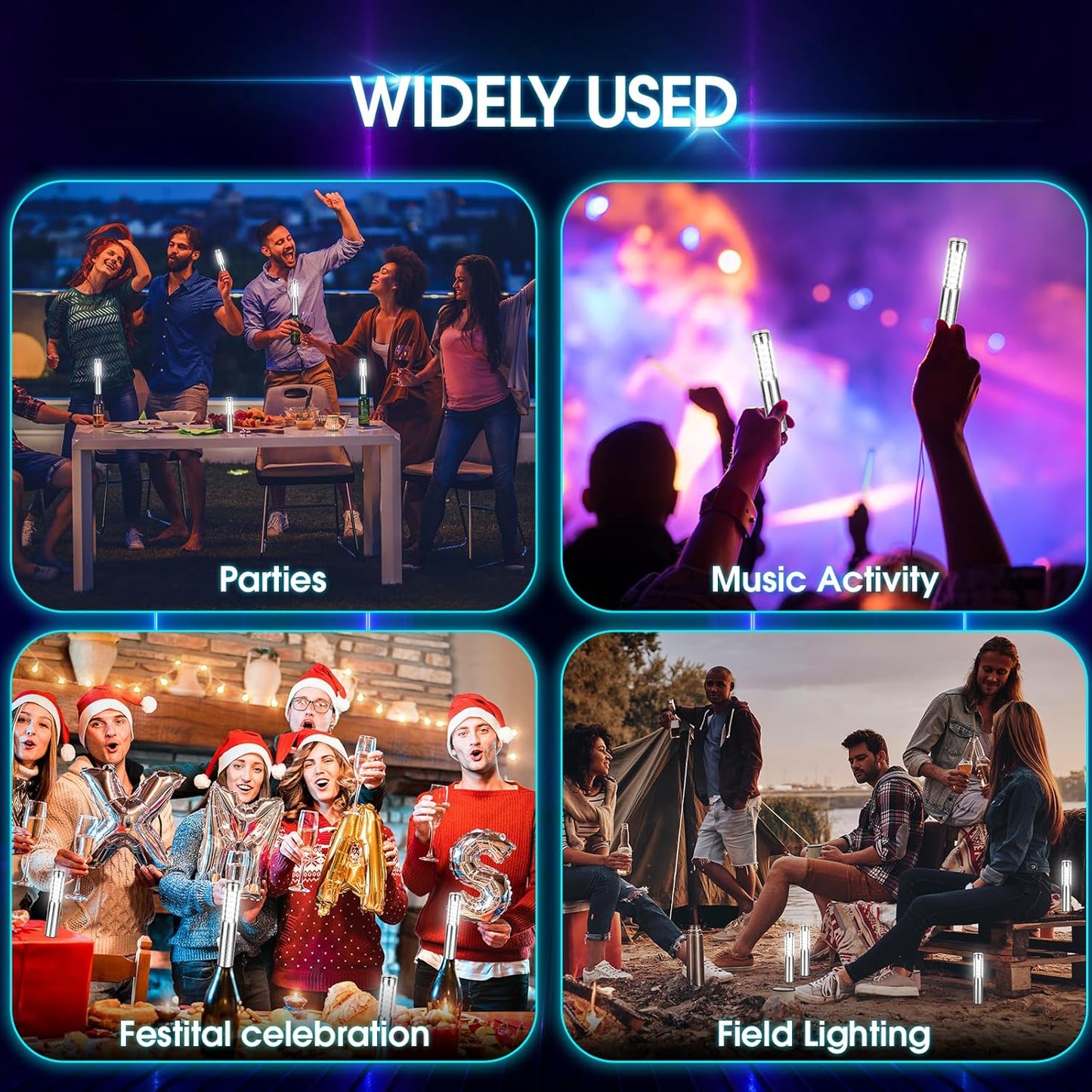 Luces LED estroboscópicas de bastón recargables, 4 Pack.(USADAS)