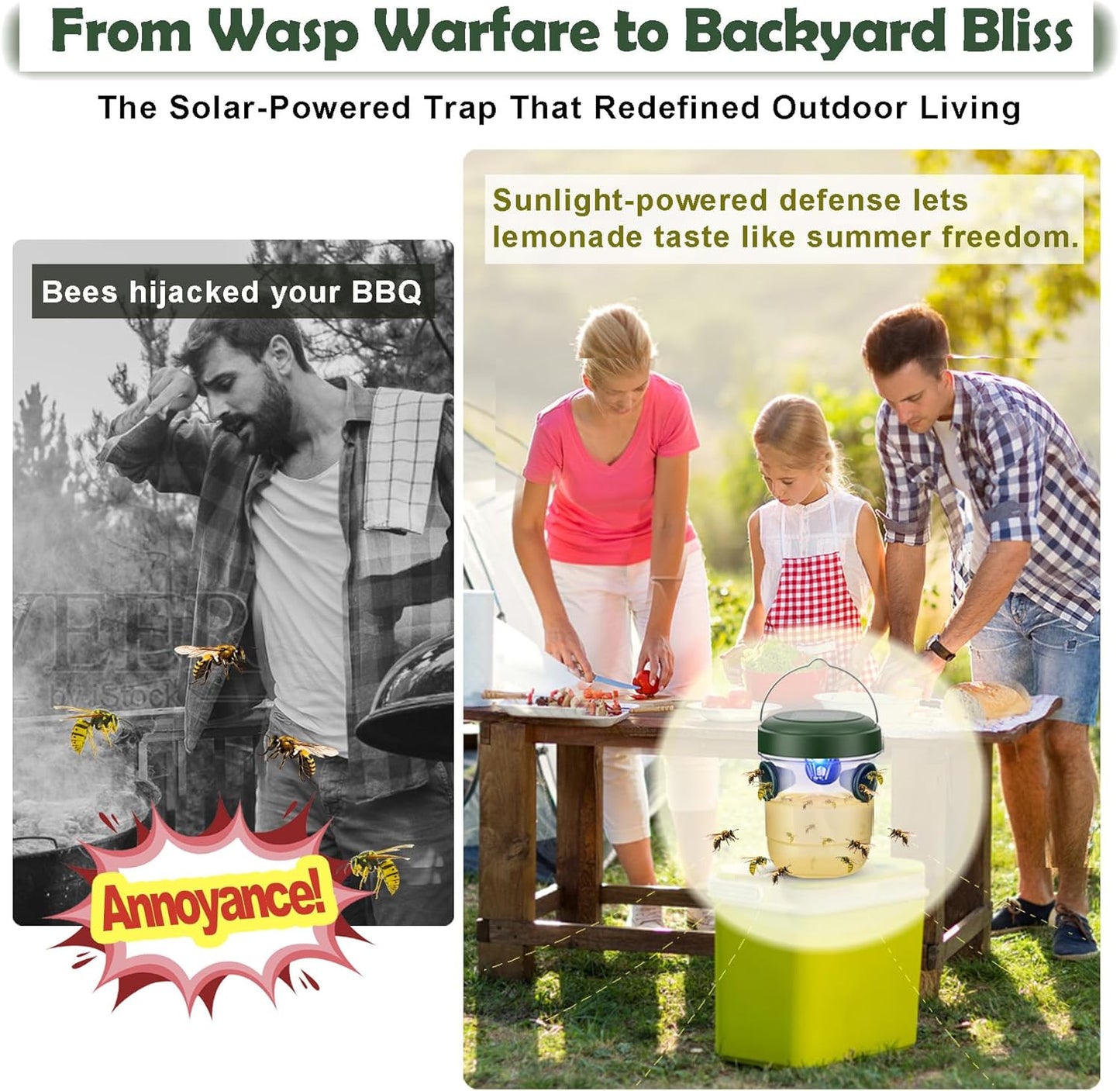 Trampas para avispas para colgar al aire libre, con energía solar.