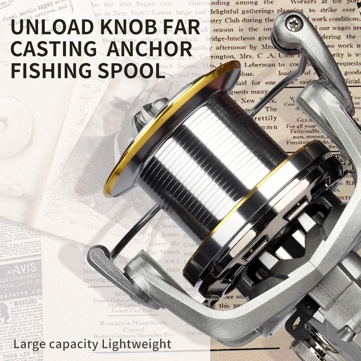 Carrete giratorio para caña de pesca, marco de grafito, 55lbs arrastre.