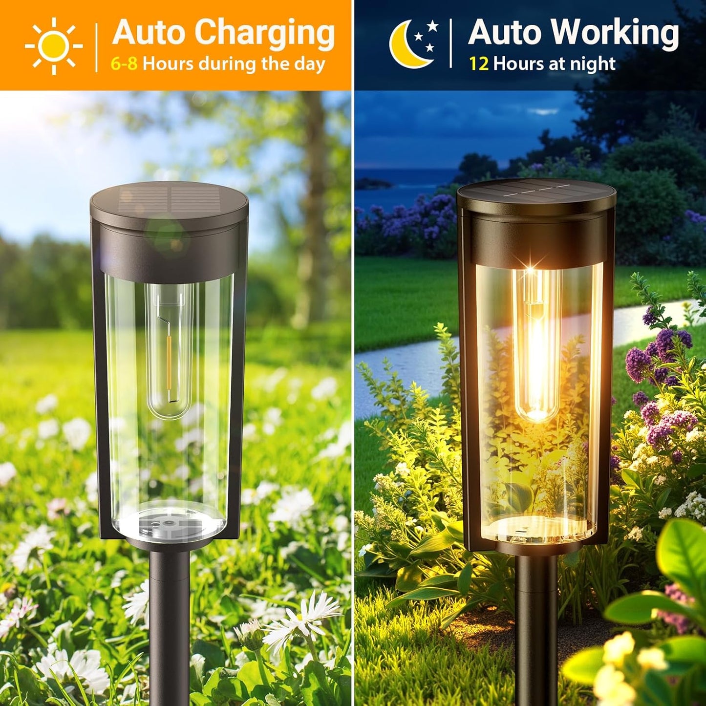 Luces solares para camino de jardin, 6 luces, impermeables, 6pcs.