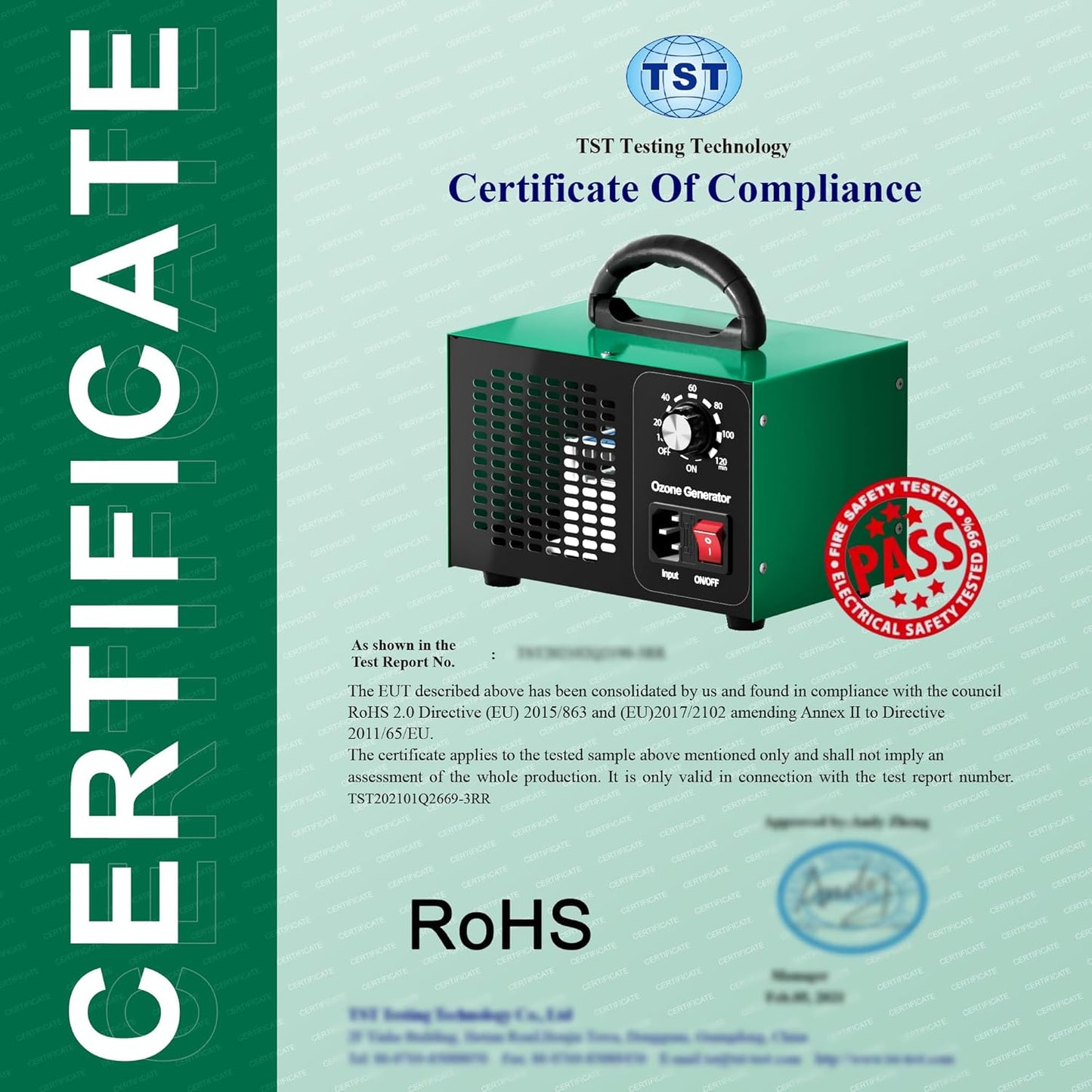 Generador de ozono 45.000 mg/h, purificador de aire O3 industrial/doméstico