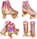 Patines de doble fila para adulto, rose gold holográficos, Talla 24.5.