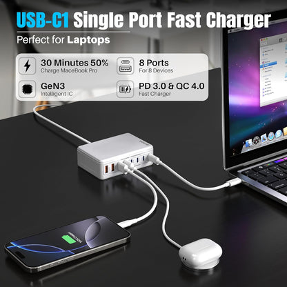 Cargador USB 8 Puertos Carga Rápida Estación Multi USB
