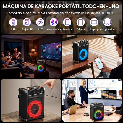 Altavoz Karaoke Bluetooth JYX-69BT con 2 Micrófonos Inalámbricos.