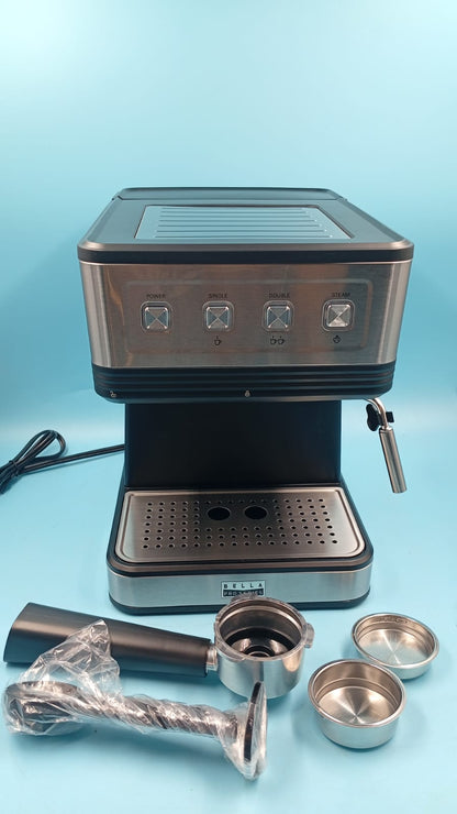 Cafetera de expreso con 20 barras de presión, acero inoxidable, Bella Pro.