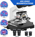 Microscopio 1000x 400x, Compuesto Binocular (TRI) para Adultos Profesional.