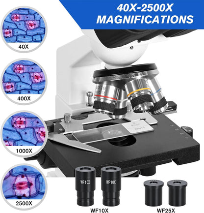 Microscopio 1000x 400x, Compuesto Binocular (TRI) para Adultos Profesional.
