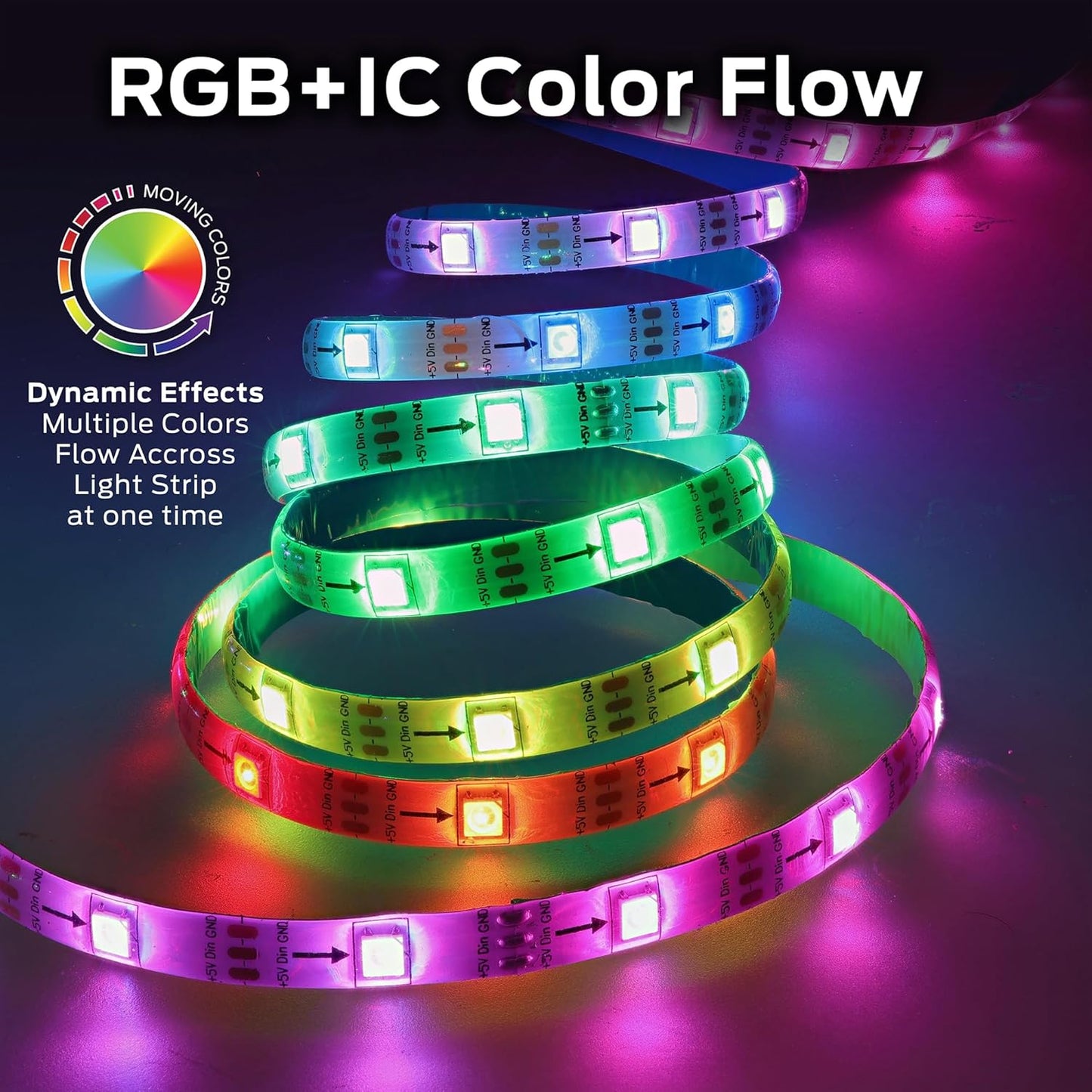 Tira de luces LED RGBIC, de 100 pies, Monster Smart, LED540.