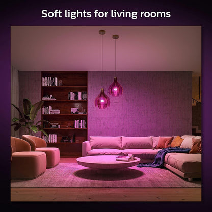 Philips Hue, Focos Inteligentes RGB, A19 10.5W, Hue Bridge Comp. con Alexa