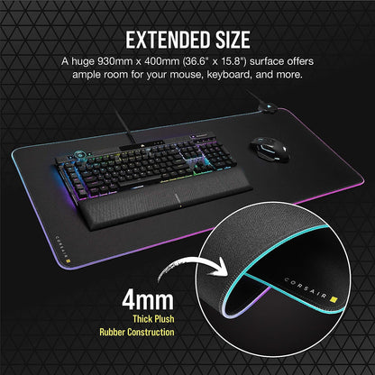 Mousepad Corsair MM700 RGB, Concentrador 2 Puertos USB, Goma Gruesa
