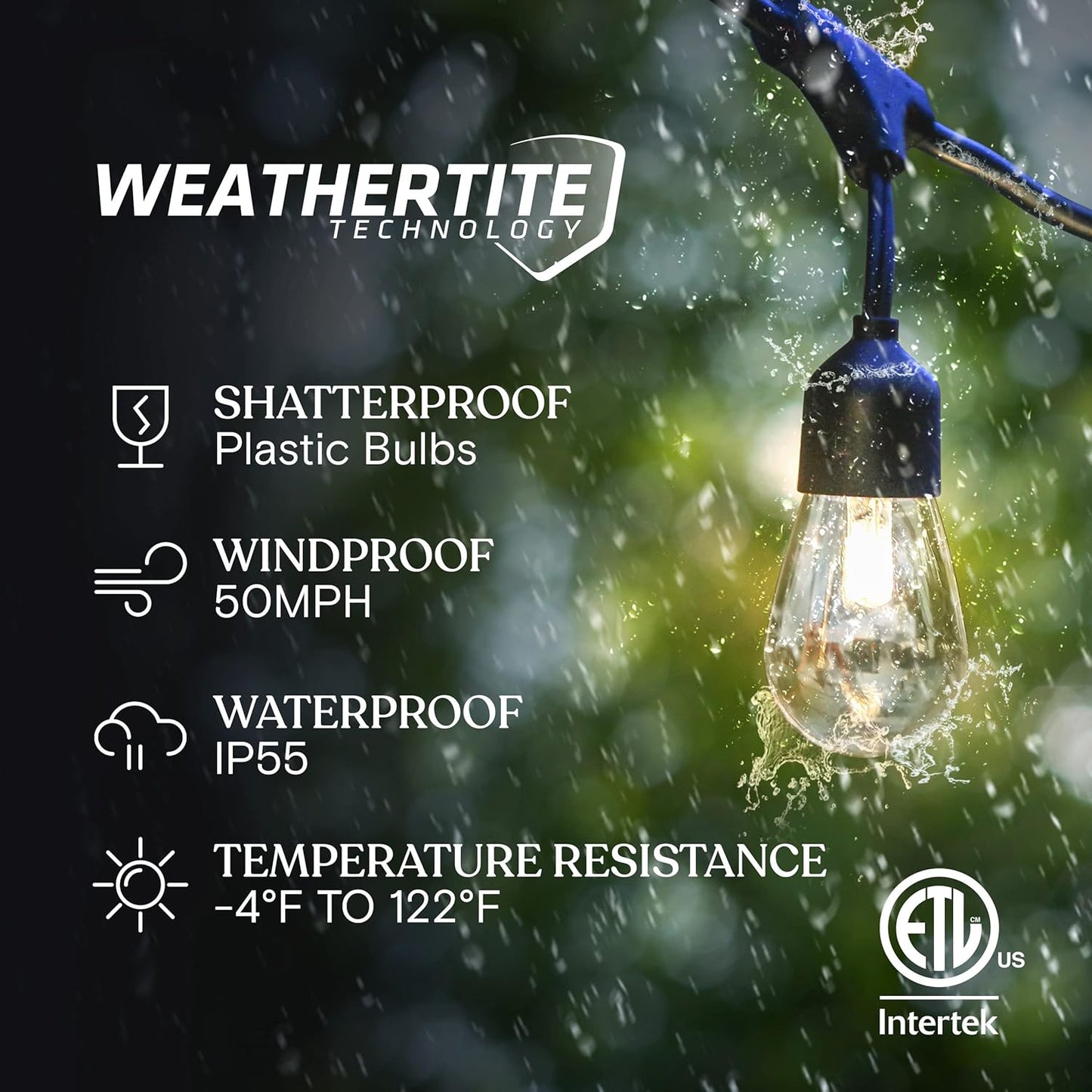 Guirnalda de luces, Impermeable, Solar, Exterior, 15 luces (USADO).