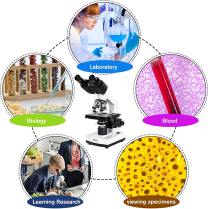 Microscopio 1000x 400x, Compuesto Binocular (TRI) para Adultos Profesional.