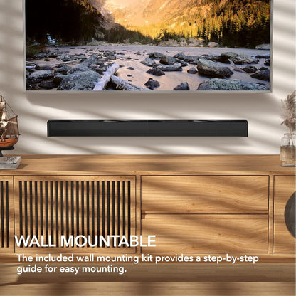 Barra de sonido para TV, Bluetooth/HDMI, USB, 31", Sonido envolvente.