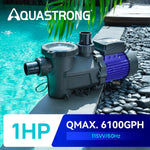 Bomba de piscina Aquastrong PSP100T-LV, 1HP alto flujo, con filtro.