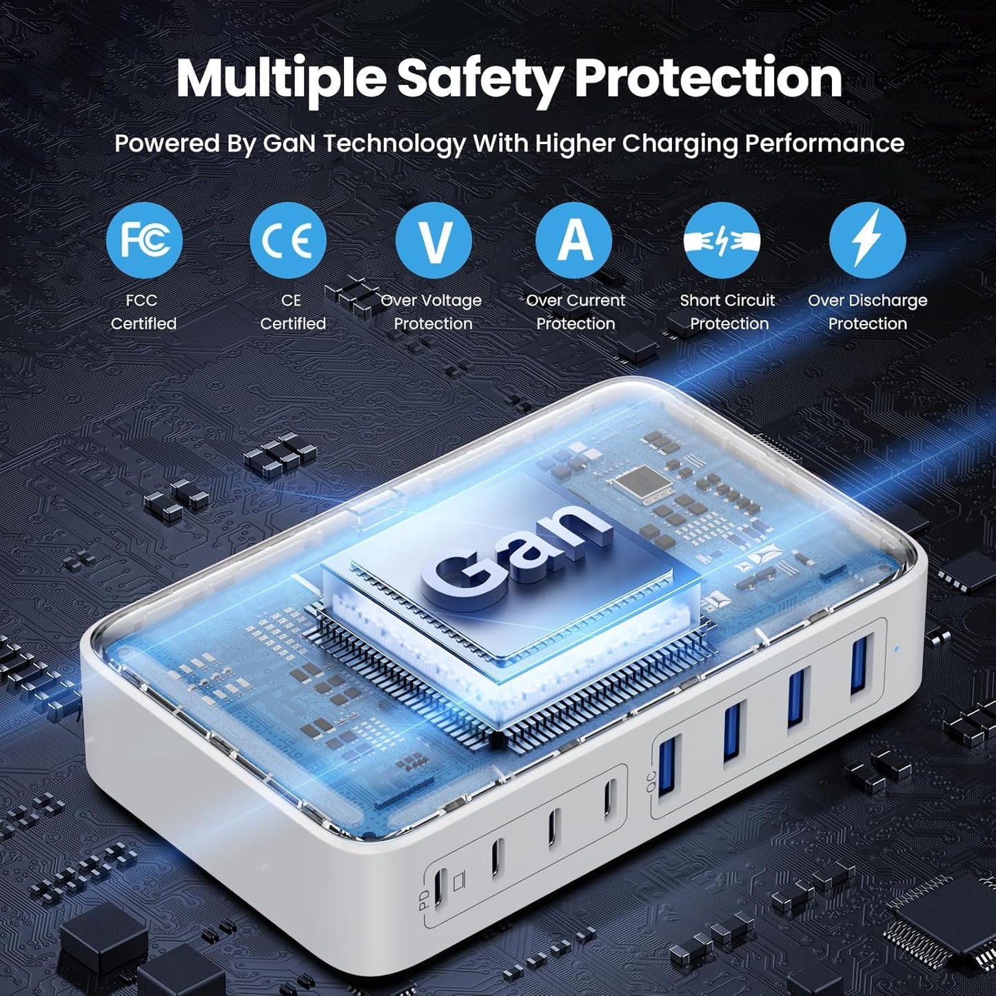 Cargador USB C de 200 W adaptador GKUTW HX100P7 blanco