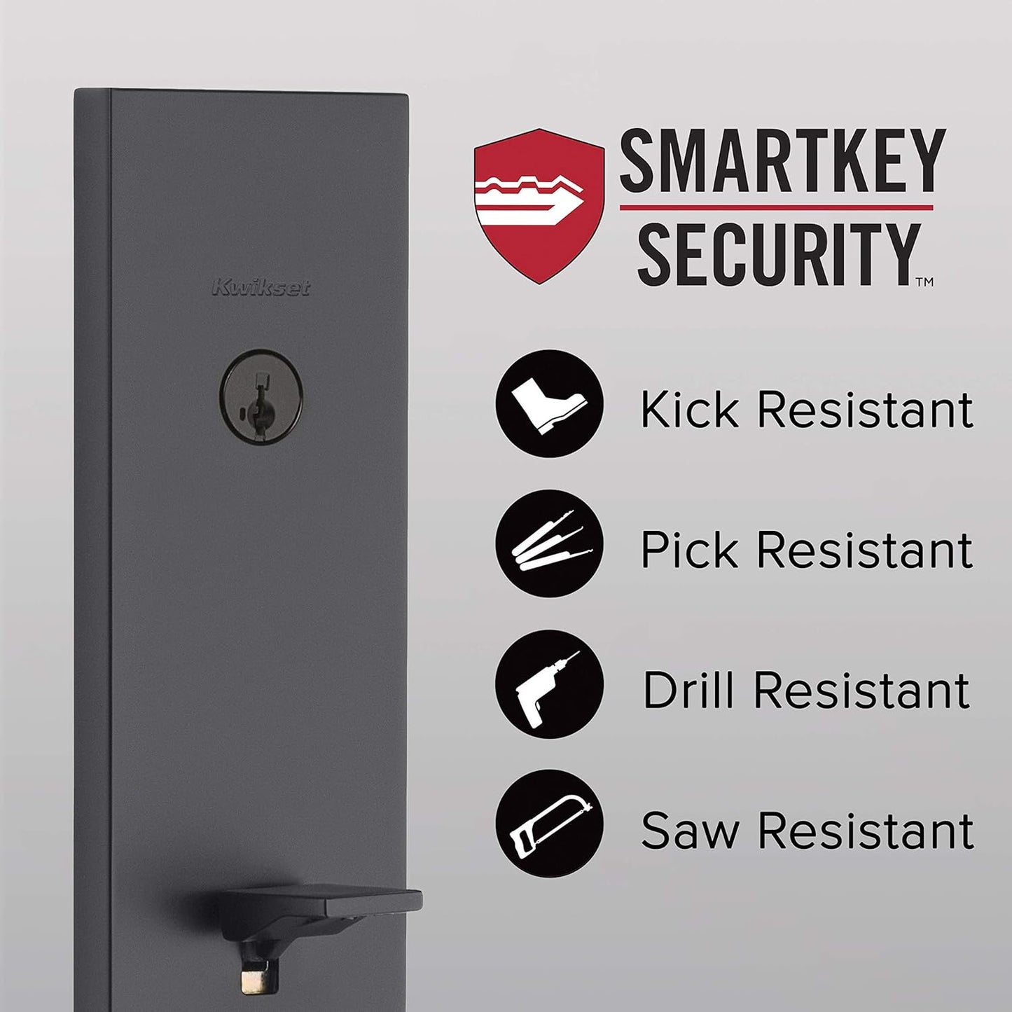 Manija frontal de perfil bajo con interior de palanca de puerta Halifax  Kwikset