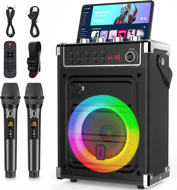 Altavoz Karaoke Bluetooth JYX-69BT con 2 Micrófonos Inalámbricos.