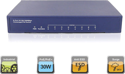 Switch Gigabit PoE+ de 8 puertos Plug and Play
