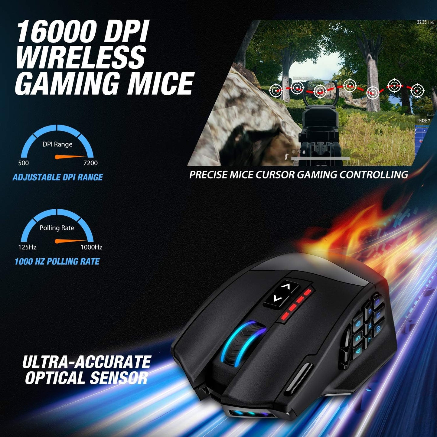 UtechSmart Venus Pro RGB Wireless MMO Gaming Mouse.