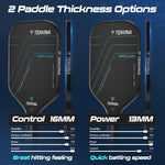 Palas de Pickleball TENVINA, de fibra de carbono texturizada multicapa.