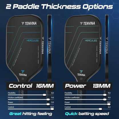 Palas de Pickleball TENVINA, de fibra de carbono texturizada multicapa.