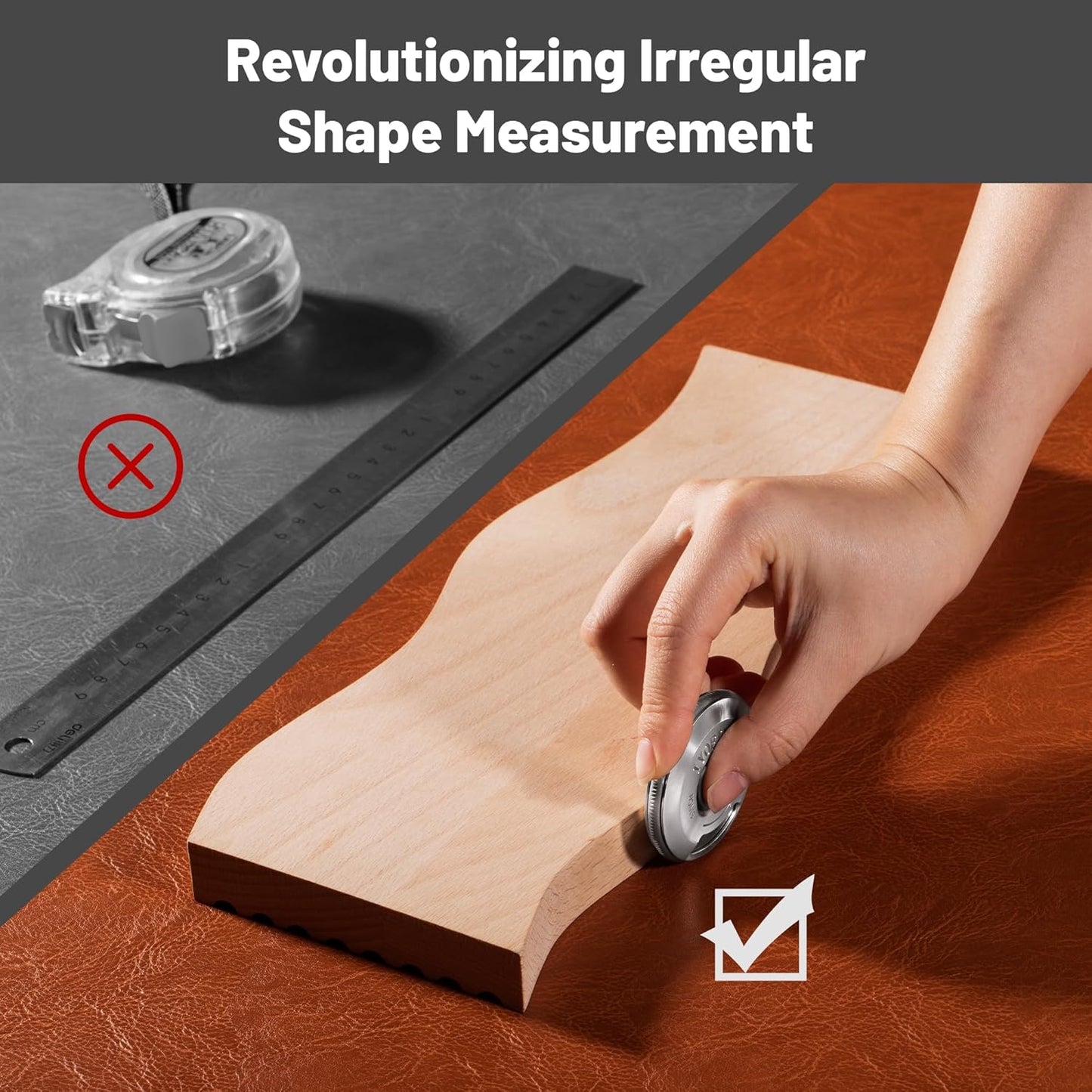 Cinta métrica circular de 6", con punta curva de titanio.