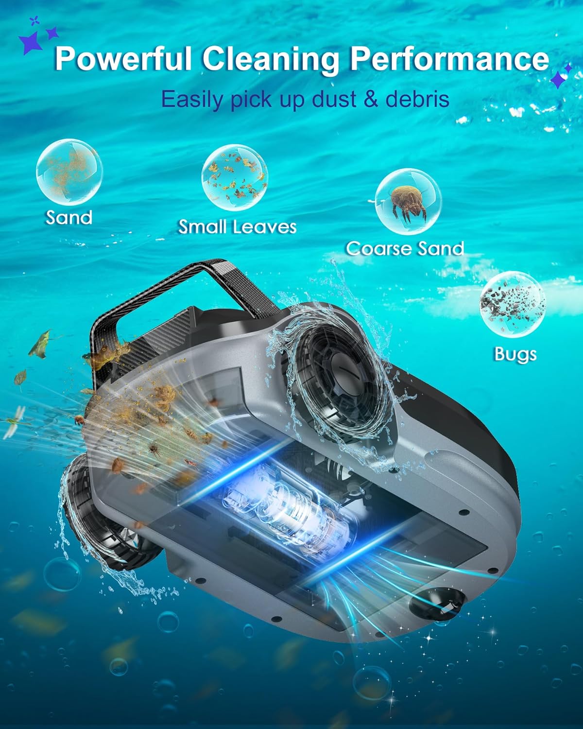 Aspiradora inalámbrica para limpeza de piscinas planas.(USADA)