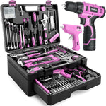 Caja de herramientas PULITUO rosa con taladro inalámbrico 12V y accesorios
