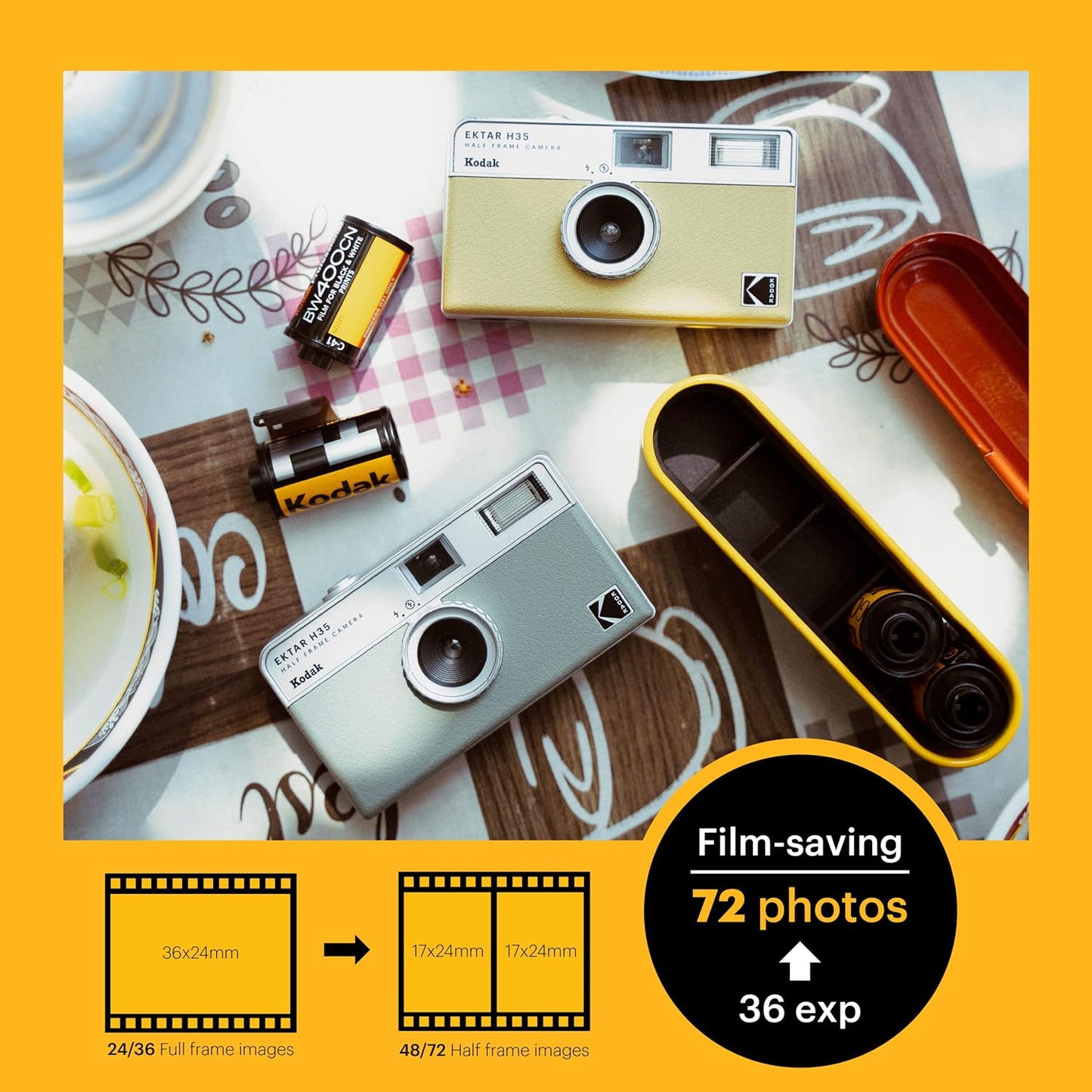 KODAK Cámara de película Ektar H35, Enfoque automático.