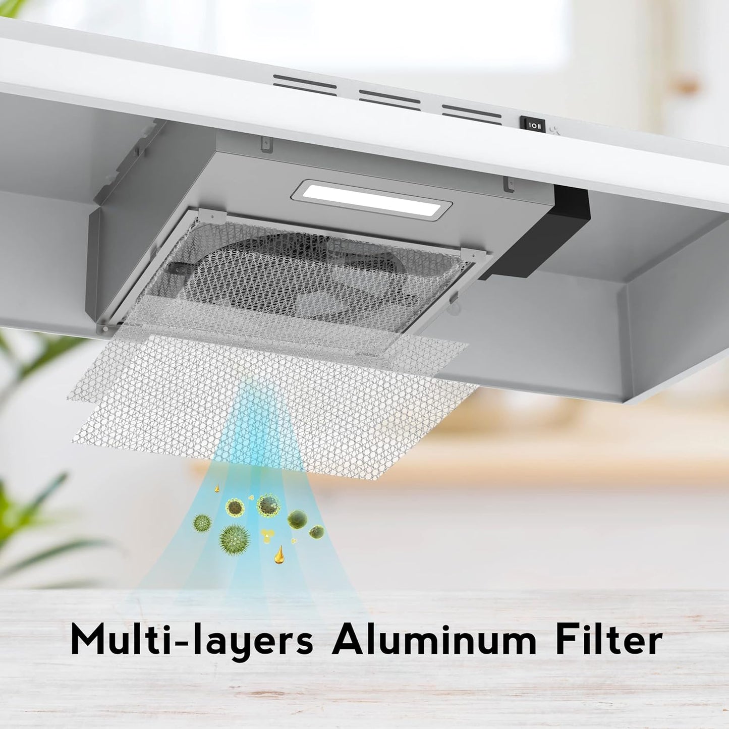 Campana extractora de 30", ventilador de escape de 2 velocidades.