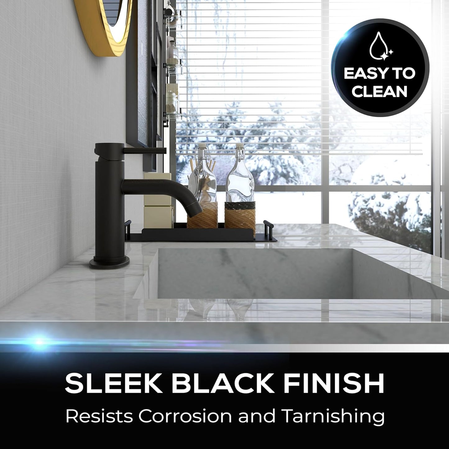 Grifo para lavabo de baño Mueller Premium, Monomando, negro mate.