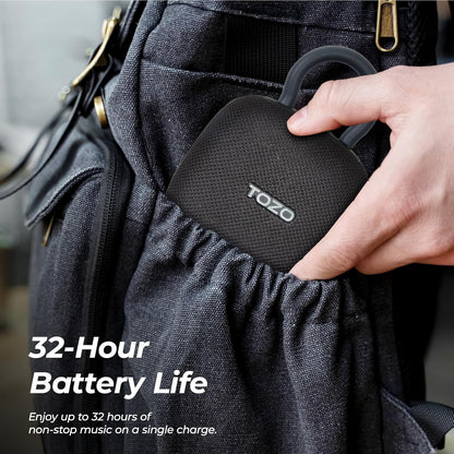 Altavoz Bluetooth portátil con mosquetón ajustable, TOZO PE1